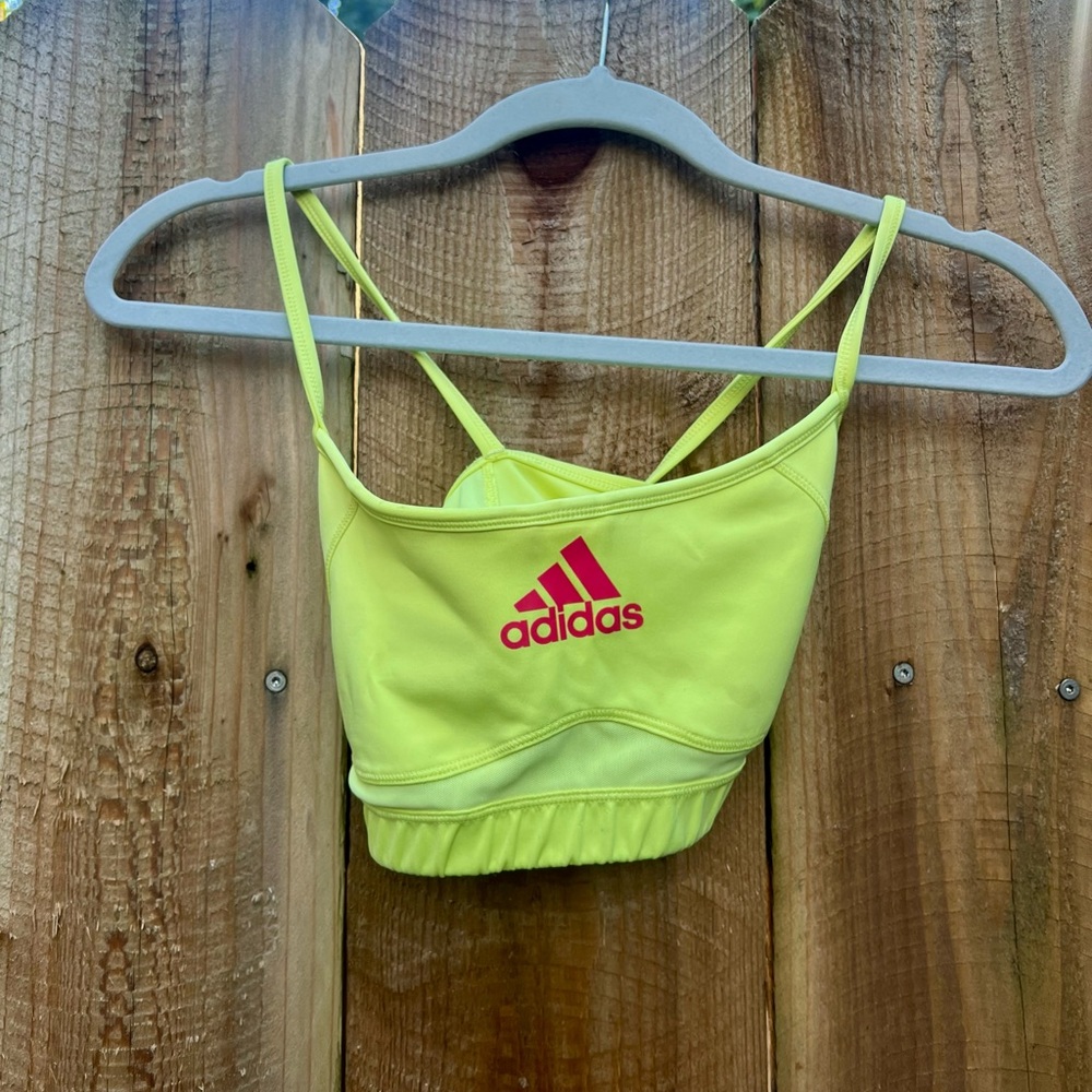 Adidas sports bra razor back neon size small climate sportsbra